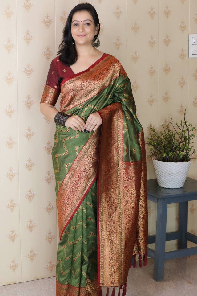 Green Woven Banarasi Saree