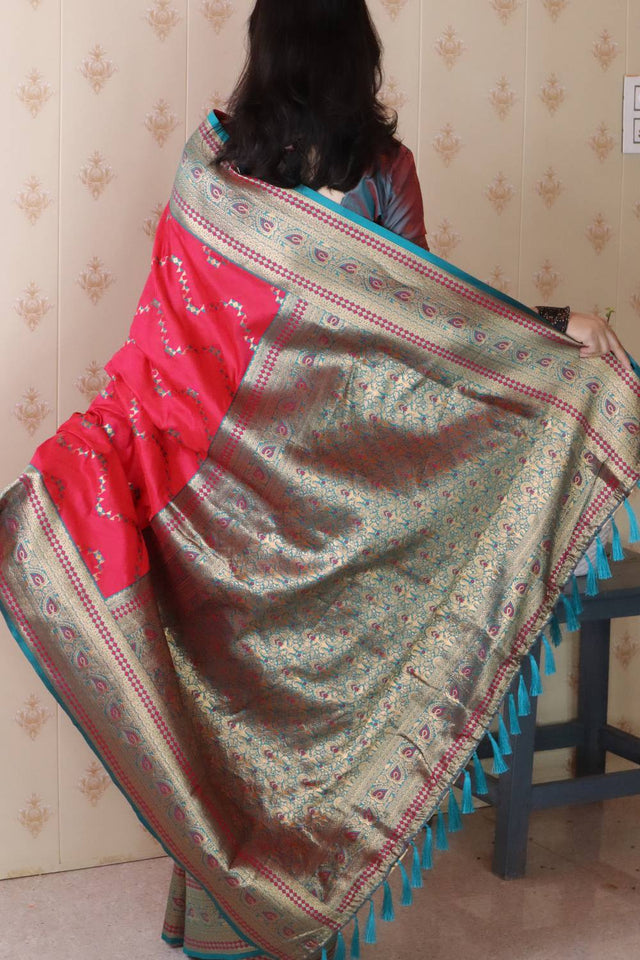 Pink Woven Banarasi Saree