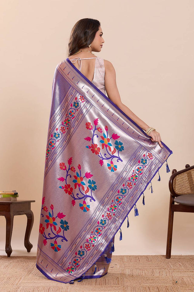 Violet Woven Silk Saree
