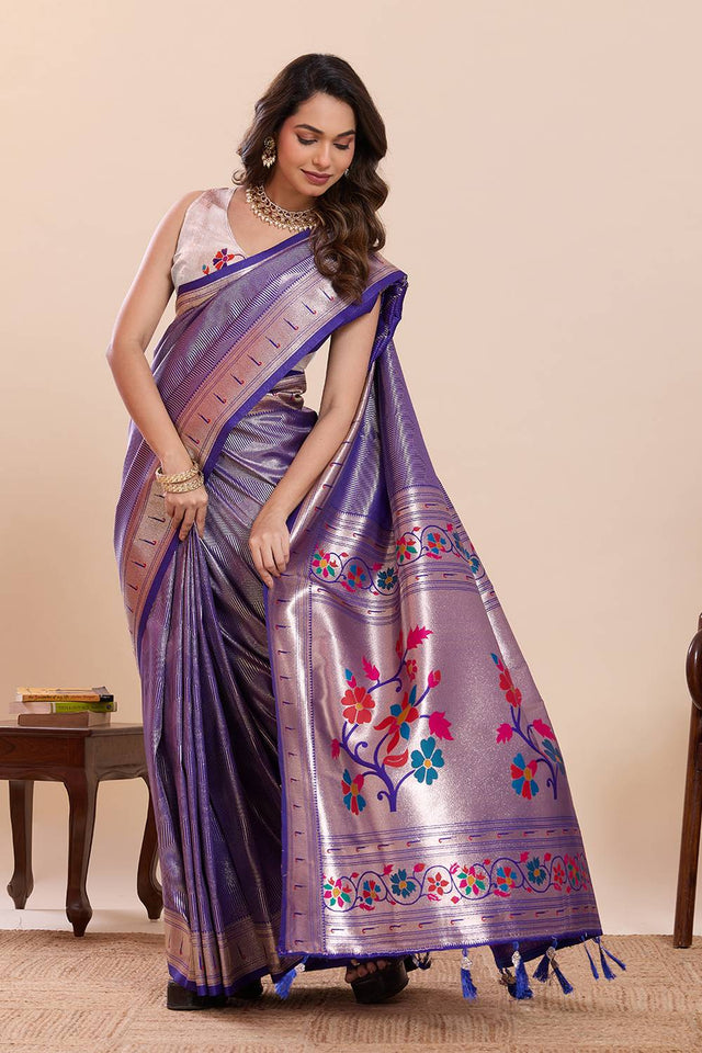Violet Woven Silk Saree