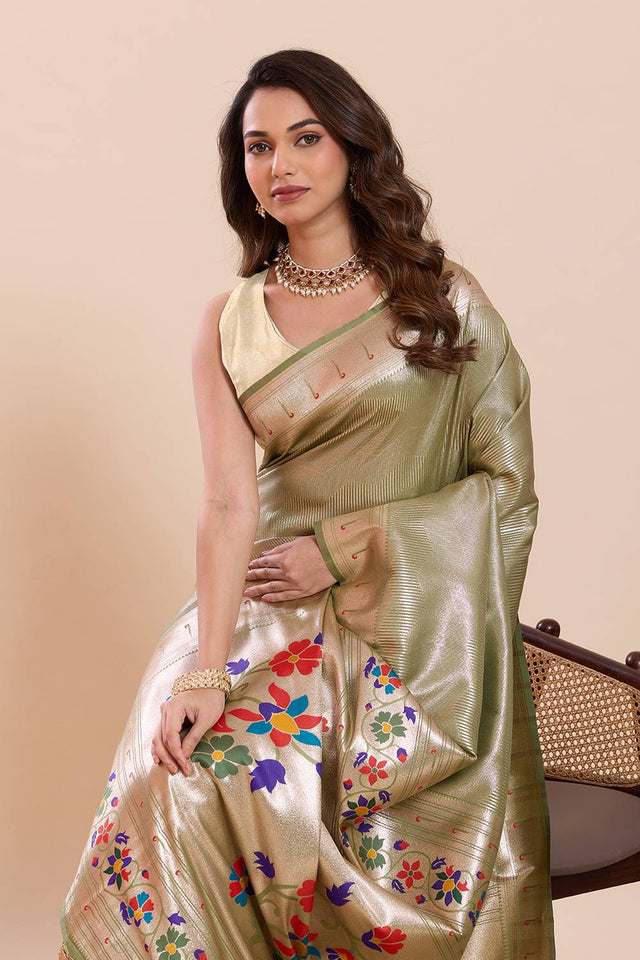 Green Woven Silk Saree