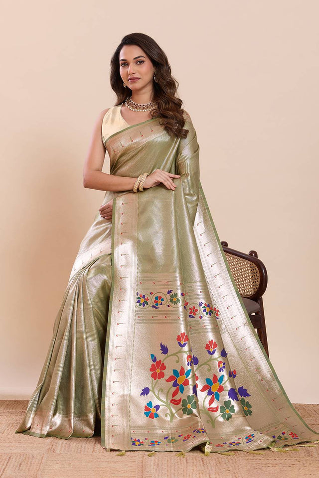 Green Woven Silk Saree