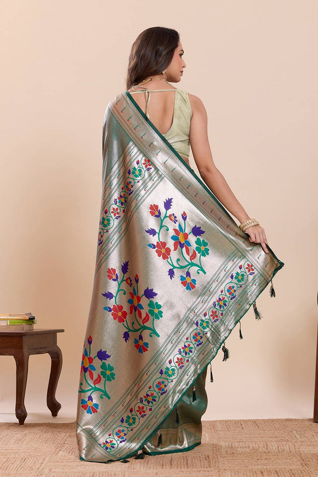 Green Woven Silk Saree