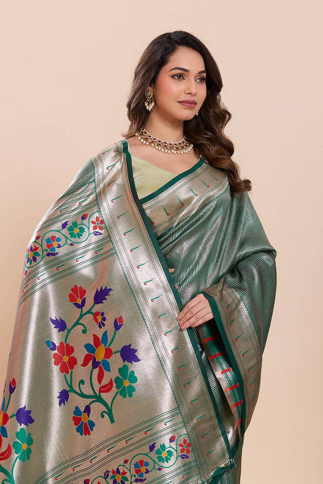 Green Woven Silk Saree