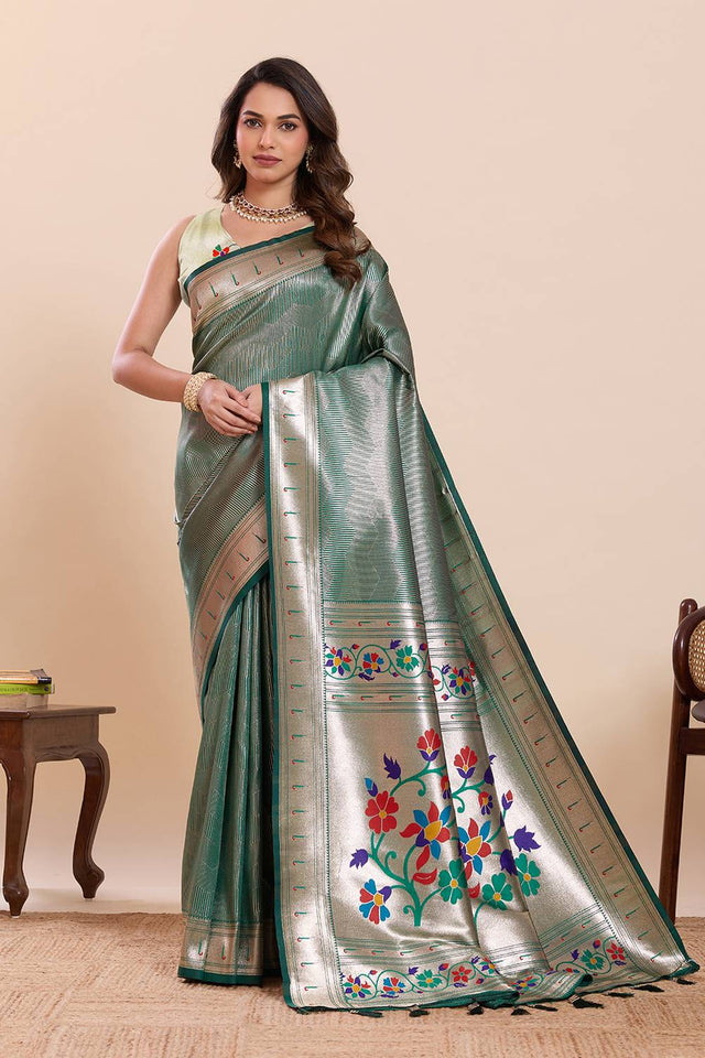 Green Woven Silk Saree