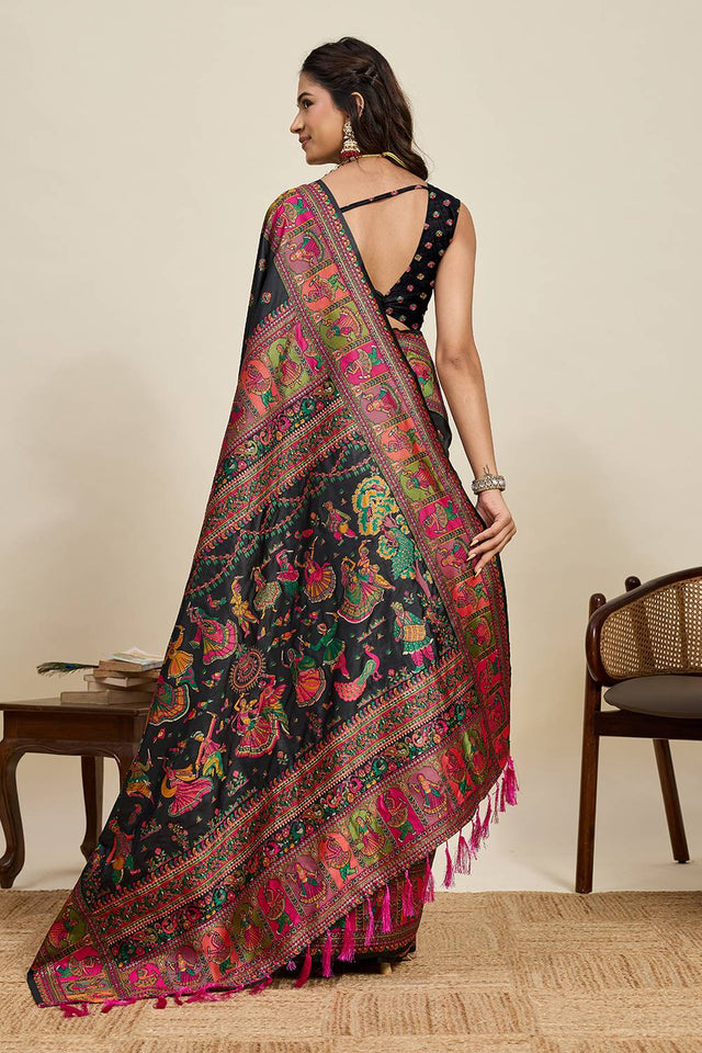 Black Woven Silk Saree
