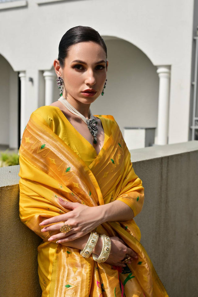 Yellow Woven Banarasi Saree