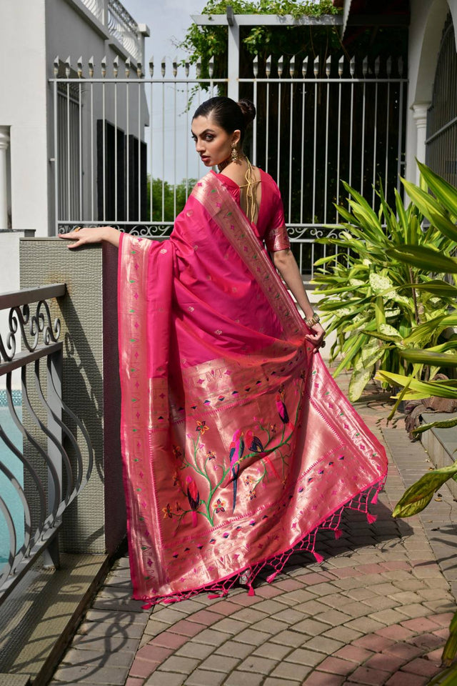 Pink Woven Banarasi Saree