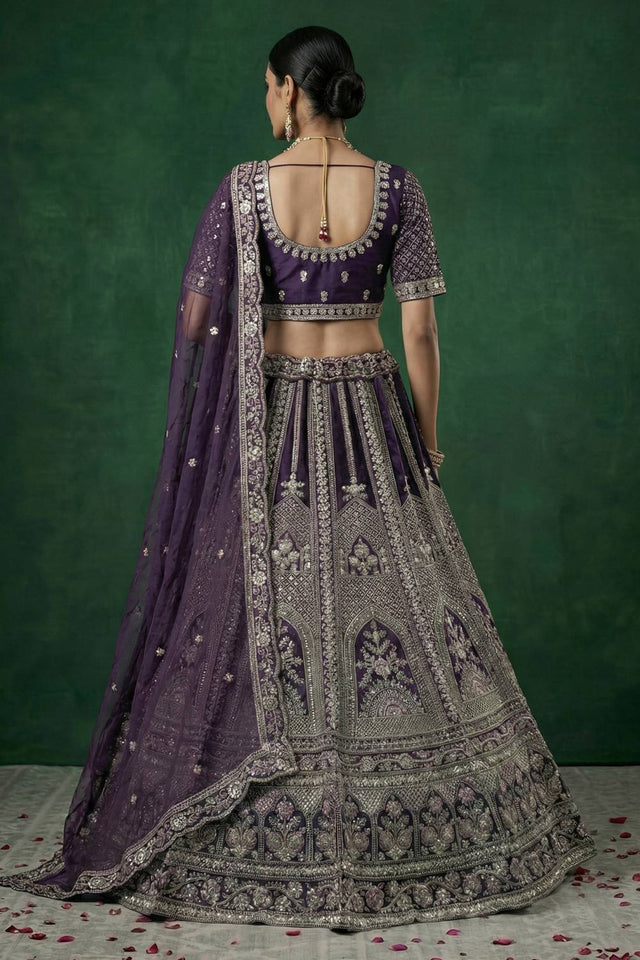 Violet Sequin with Embroidered Satin Lehenga