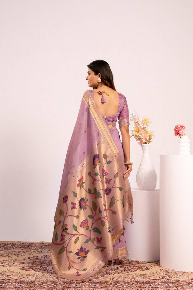 Violet Woven Cotton Saree