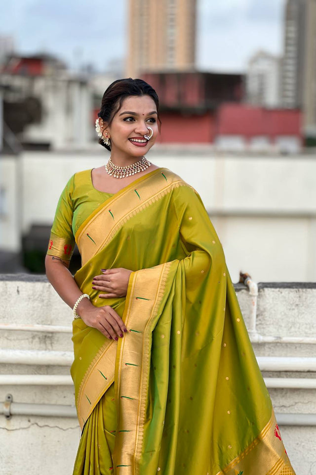Mehendi Paithani Woven Silk Saree