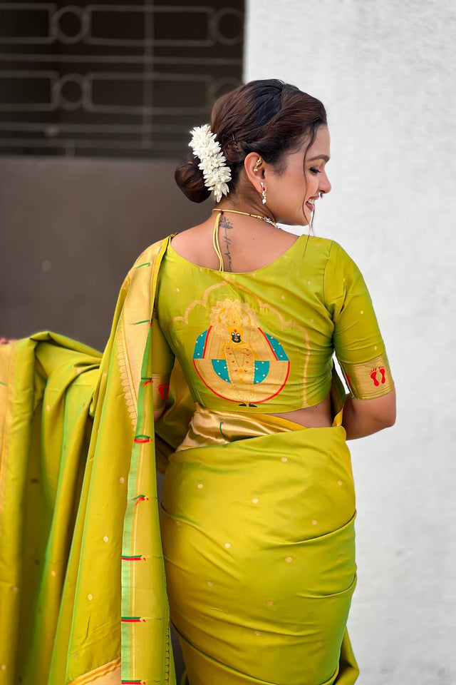 Mehendi Paithani Woven Silk Saree