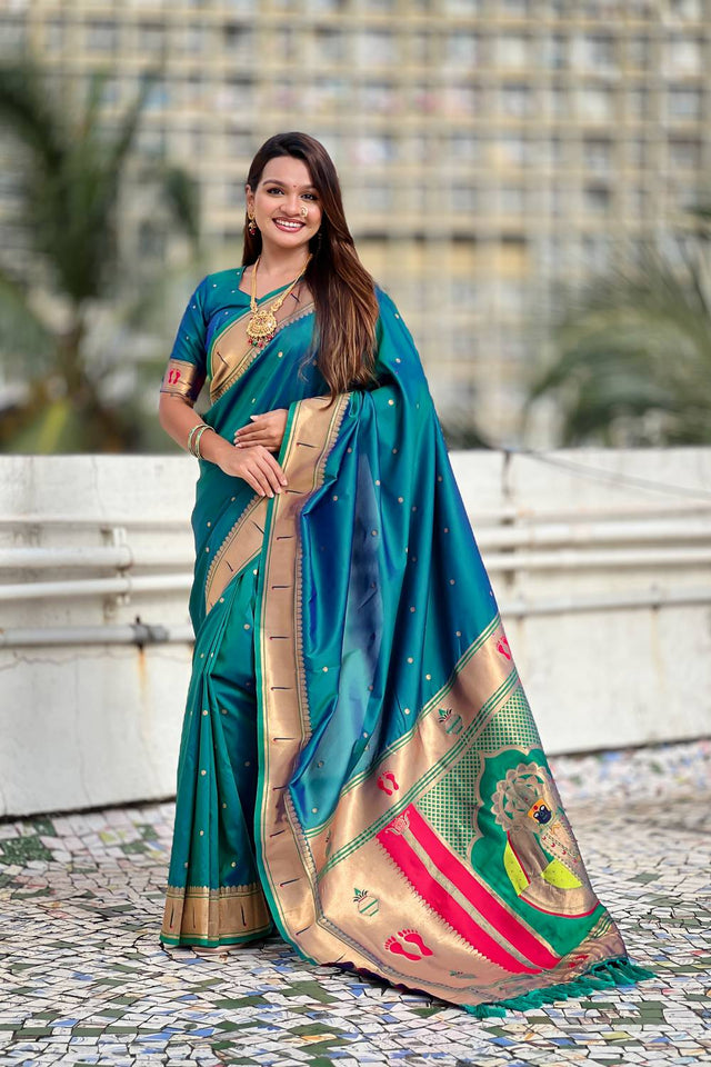 Blue Paithani Woven Silk Saree