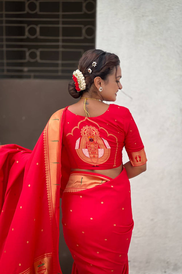 Red Paithani Woven Silk Saree