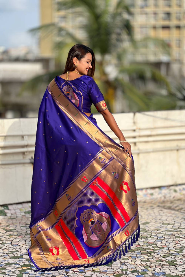 Violet Paithani Woven Silk Saree