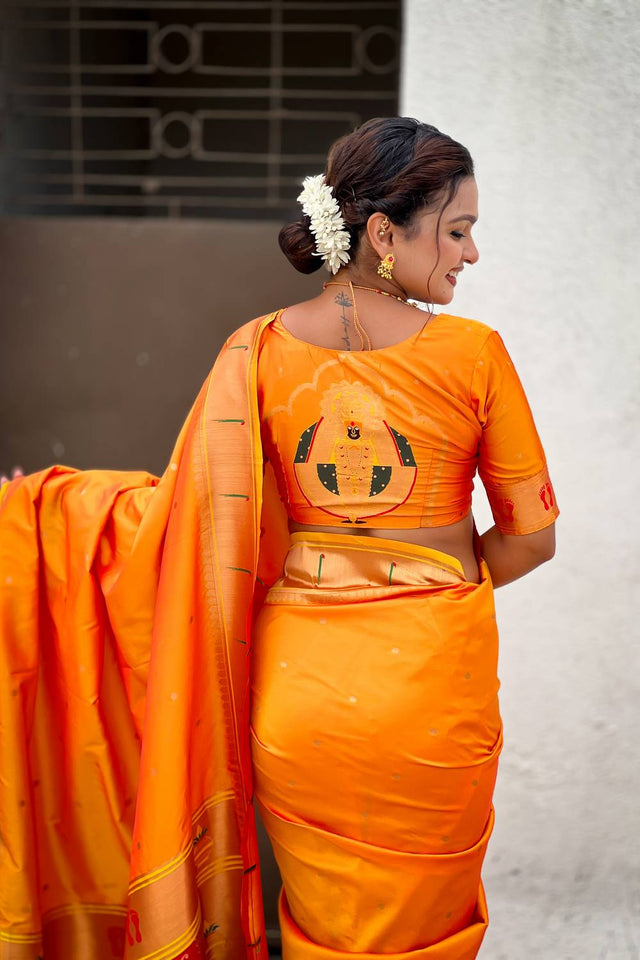 Yellow Paithani Woven Silk Saree
