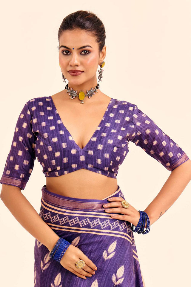 Violet Digital Printed Silk Saree