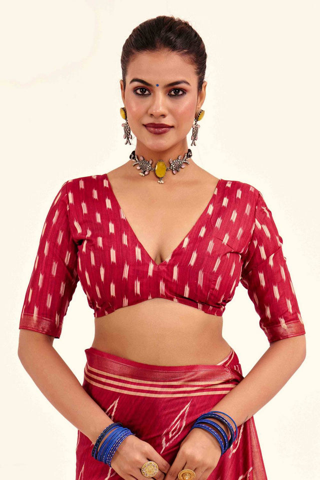 Magenta Digital Printed Silk Saree