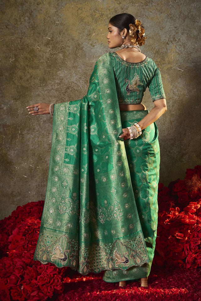 Green Woven Silk Saree