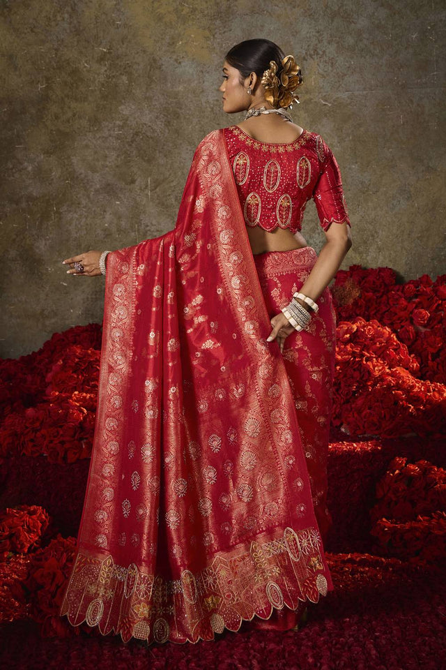 Red Woven Silk Saree