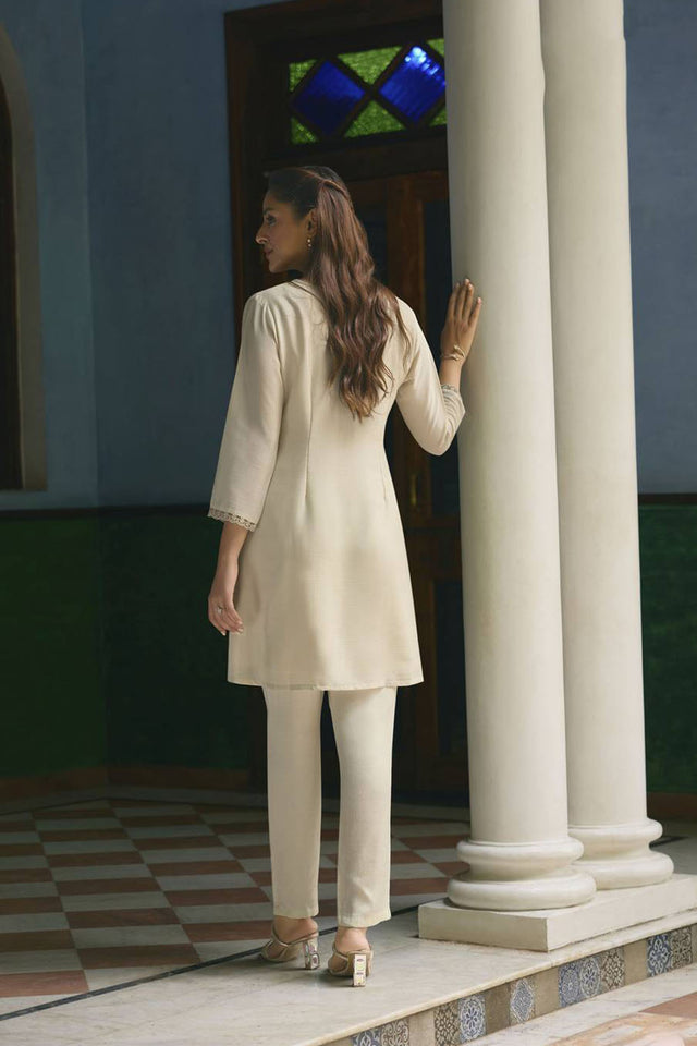 Green Floral Embroidered Chinon Co-Ord Set