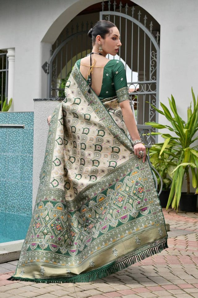 Green Woven Banarasi Silk Saree
