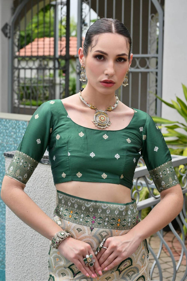 Green Woven Banarasi Silk Saree