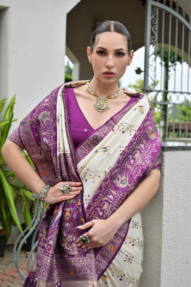Purple Woven Banarasi Silk Saree