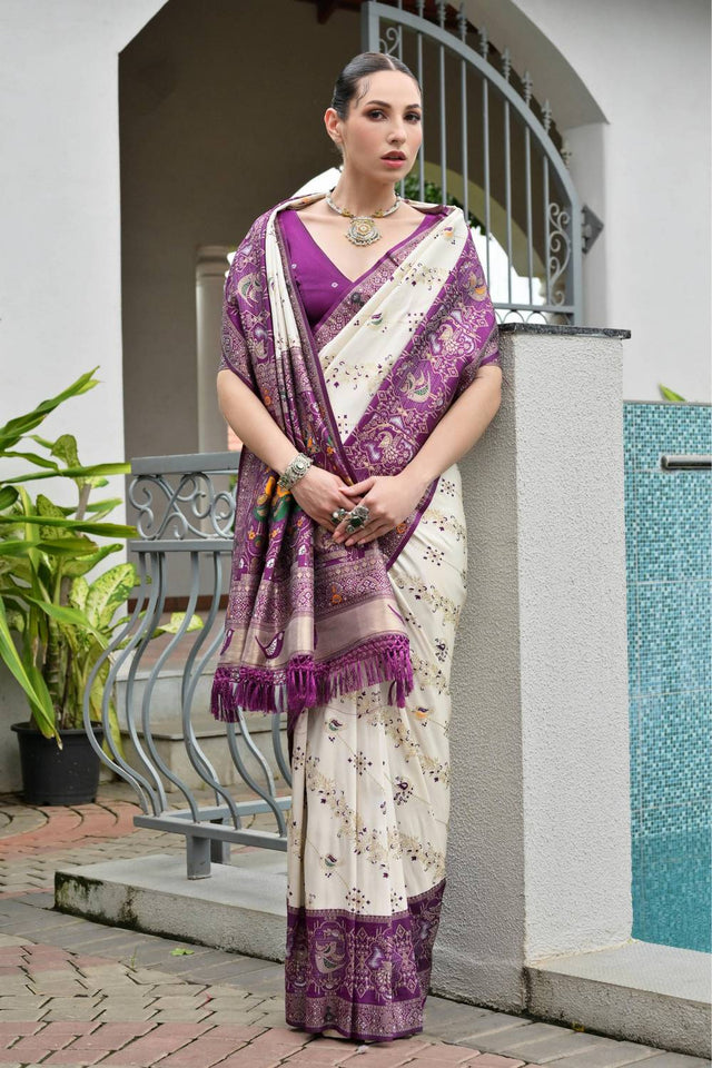 Purple Woven Banarasi Silk Saree