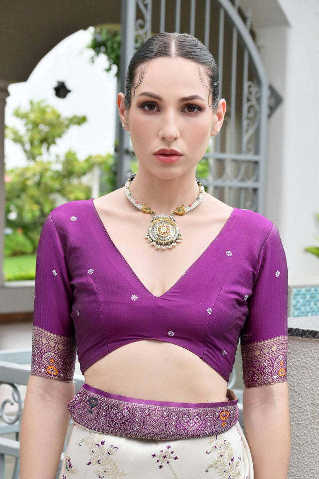 Purple Woven Banarasi Silk Saree