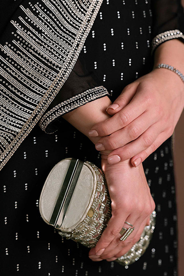 Black Santoon Georgette Kurti Pant Set