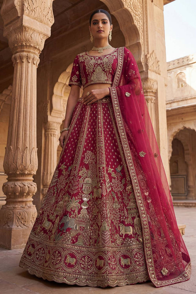Pink Silk Sequin with Embroidered Lehenga