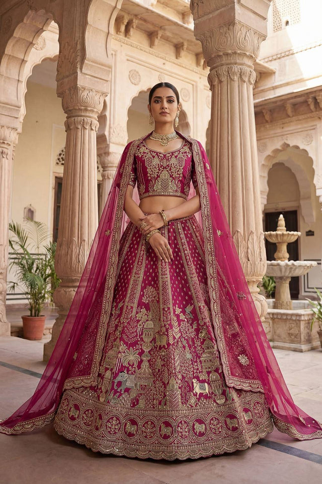 Pink Silk Sequin with Embroidered Lehenga