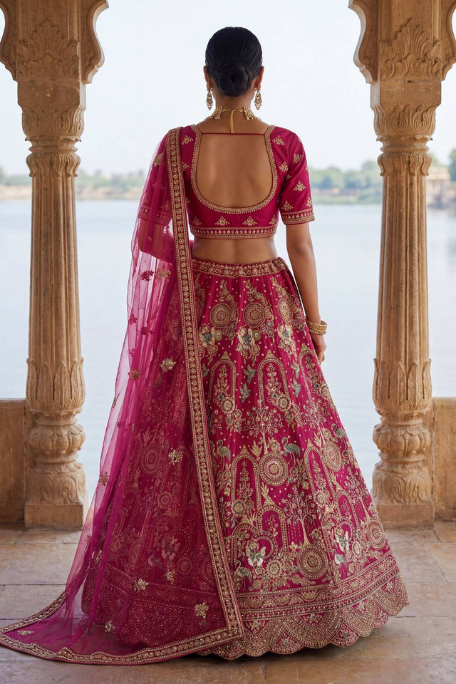 Pink Silk Sequin with Embroidered Lehenga