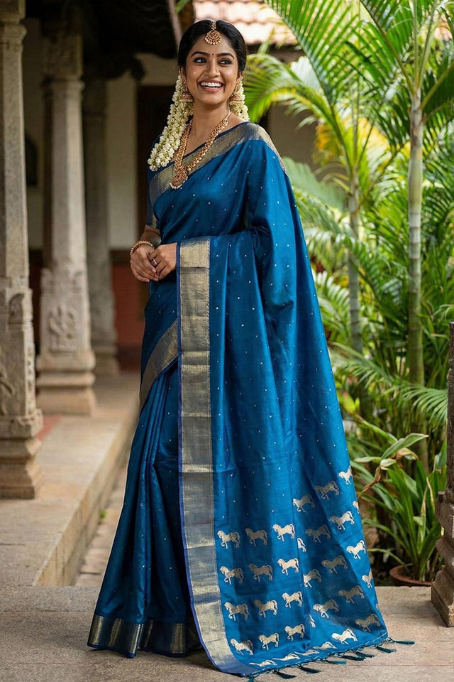 Blue Woven Silk Saree (ACA5286)