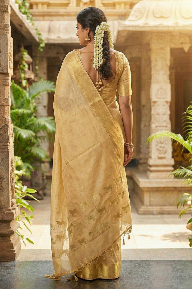 Beige Woven Silk Saree (ACA5288)