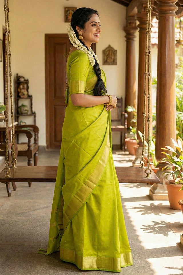 Green Woven Silk Saree (ACA5290)