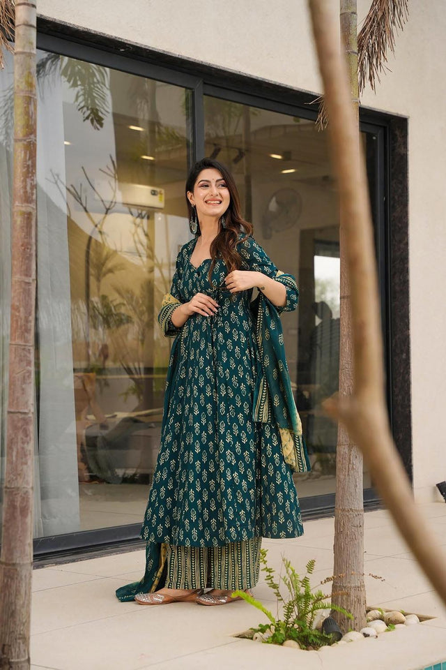 Rama Floral Printed Muslin Anarkali Suits (ACA5297)