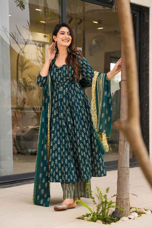Rama Floral Printed Muslin Anarkali Suits (ACA5297)