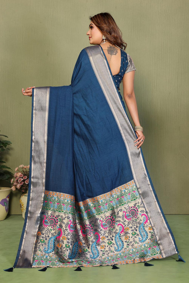 Blue Paithani Woven Silk Saree (ACA5303)