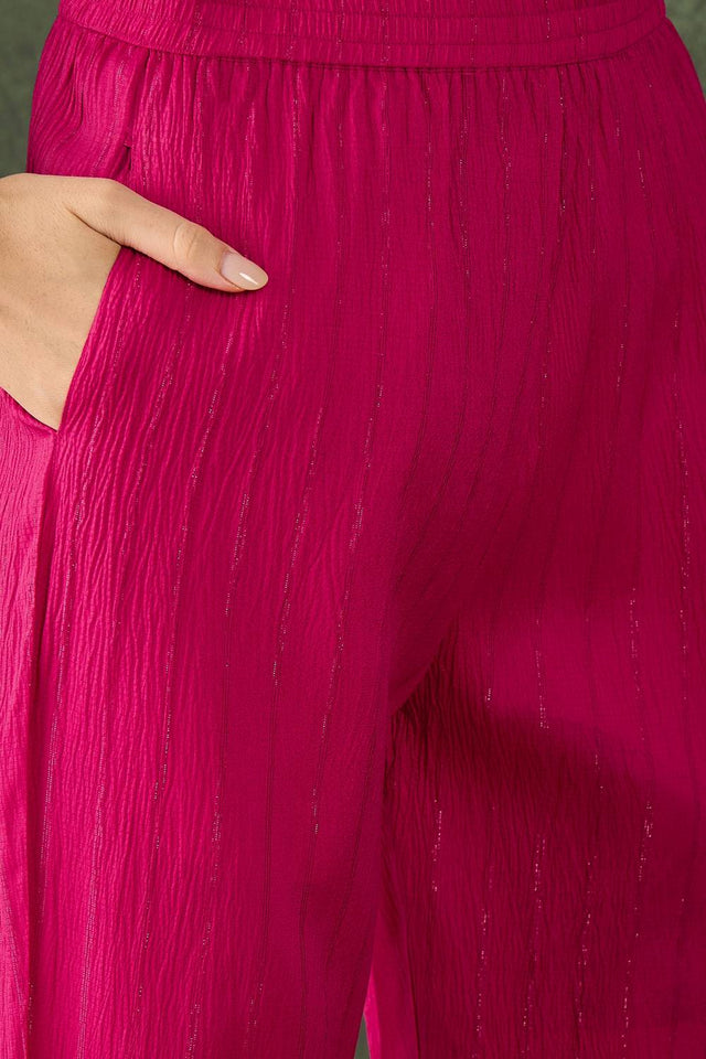 Pink Woven Cotton Blend Kurti Pant Set (ACA5457)