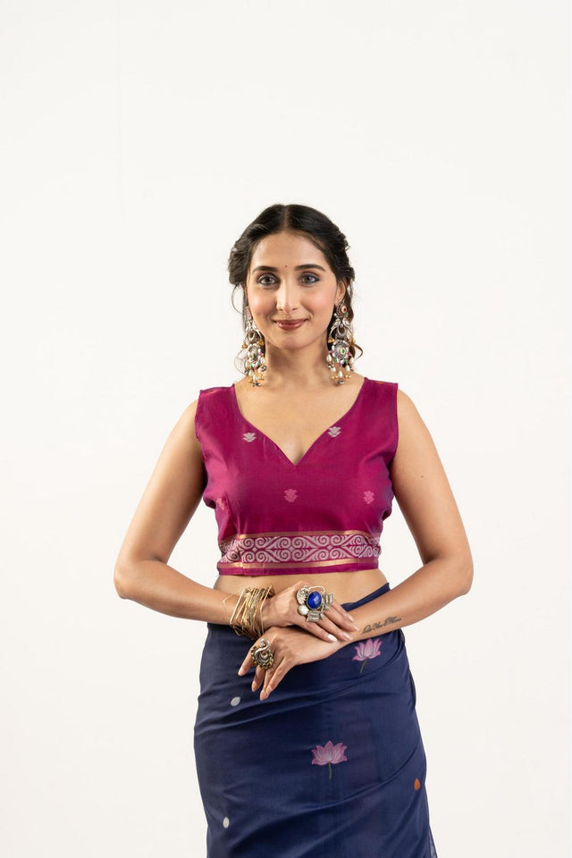 Blue Woven Cotton Saree (ACA5639)
