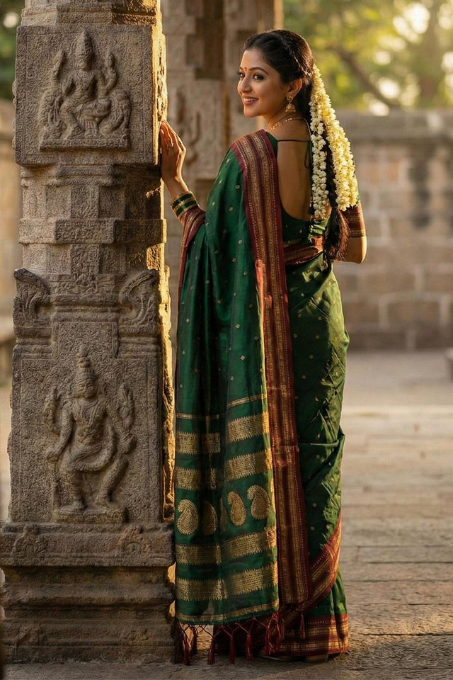 Green Zari Woven Silk Saree