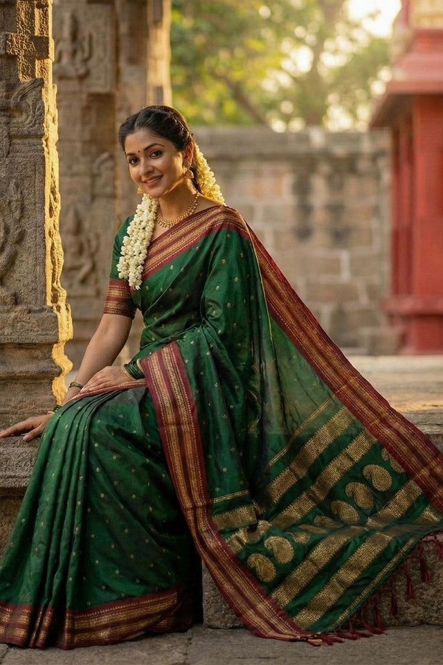 Green Zari Woven Silk Saree