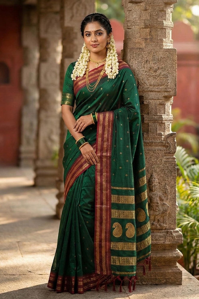 Green Zari Woven Silk Saree