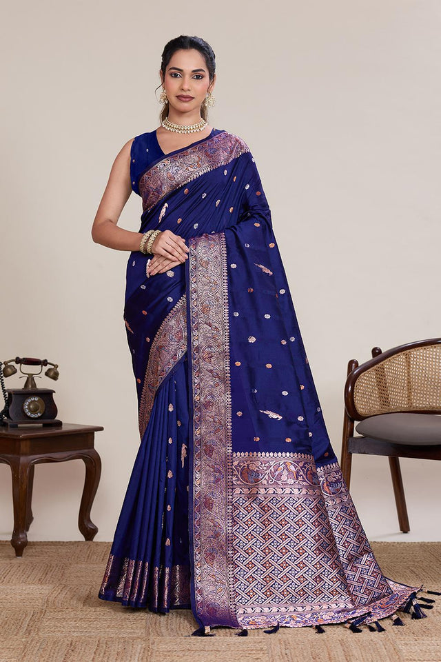 Blue Woven Silk Saree (ACA5756)