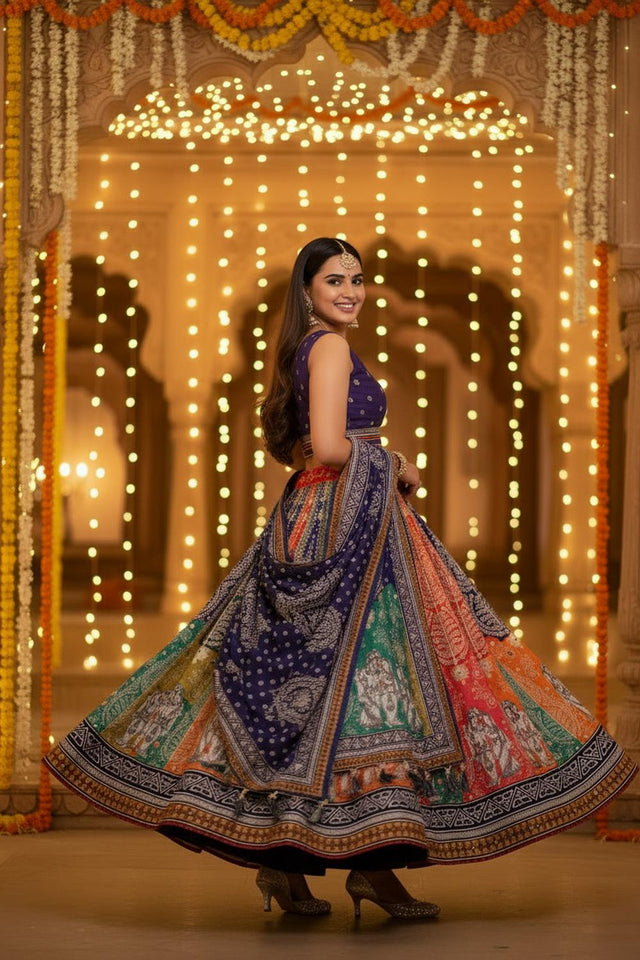 Multi Color Printed Cotton Blend Lehenga (ACA5787)
