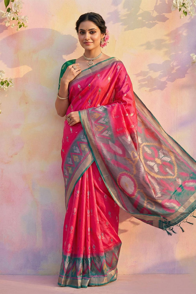Pink Woven Silk Saree (ACA5827)