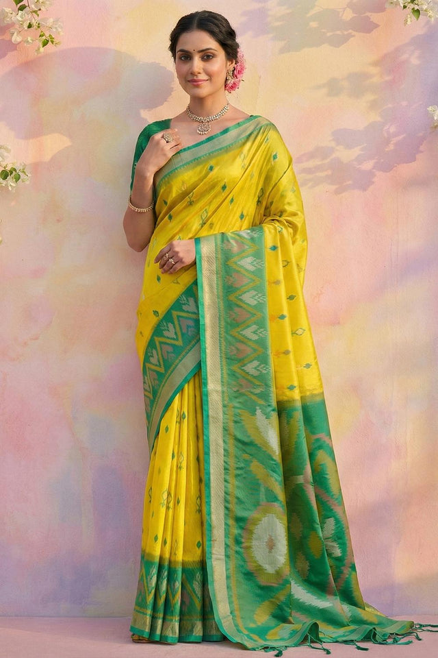 Yellow Woven Silk Saree (ACA5829)