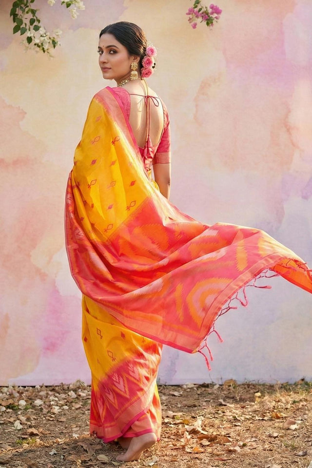 Yellow Woven Silk Saree (ACA5832)